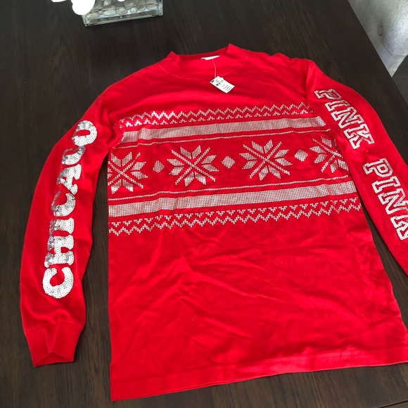 🆕Victoria Secret PINK Sequence Christmas Top - Picture 3 of 6